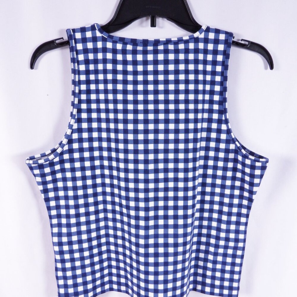 J Crew Blue & White Checkered Stretch Tank Top Sz Medium NWT - Picture 6 of 6